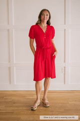 MW Anywhere Henley Dress in Red | Merrick White