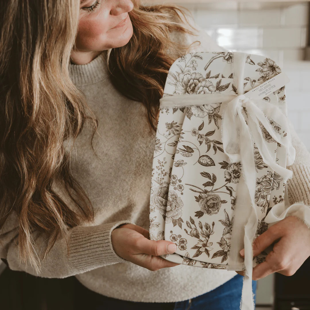 Brown Delft Stacking Melamine Tray - set of 2 | Sweet Water Decor, LLC