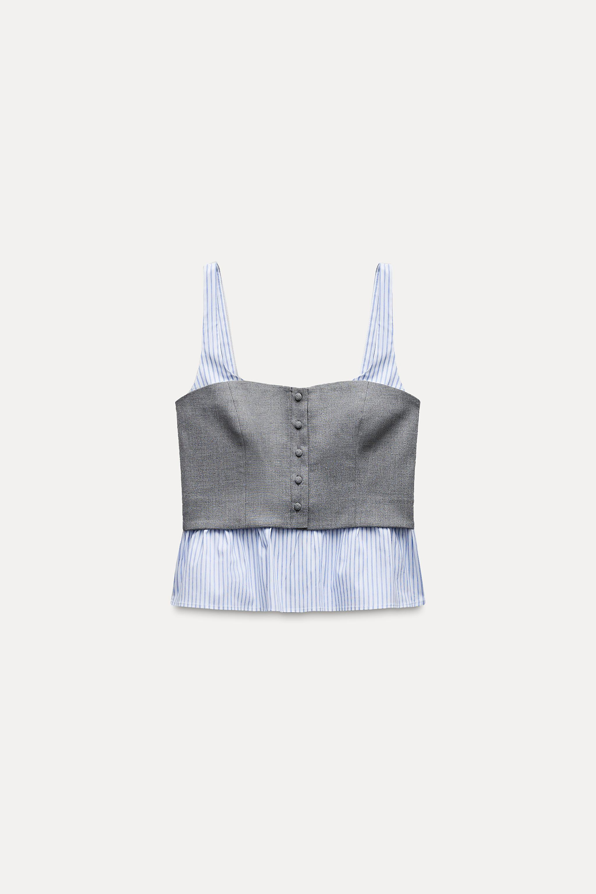 COMBINATION STRIPED POPLIN TOP | Zara US