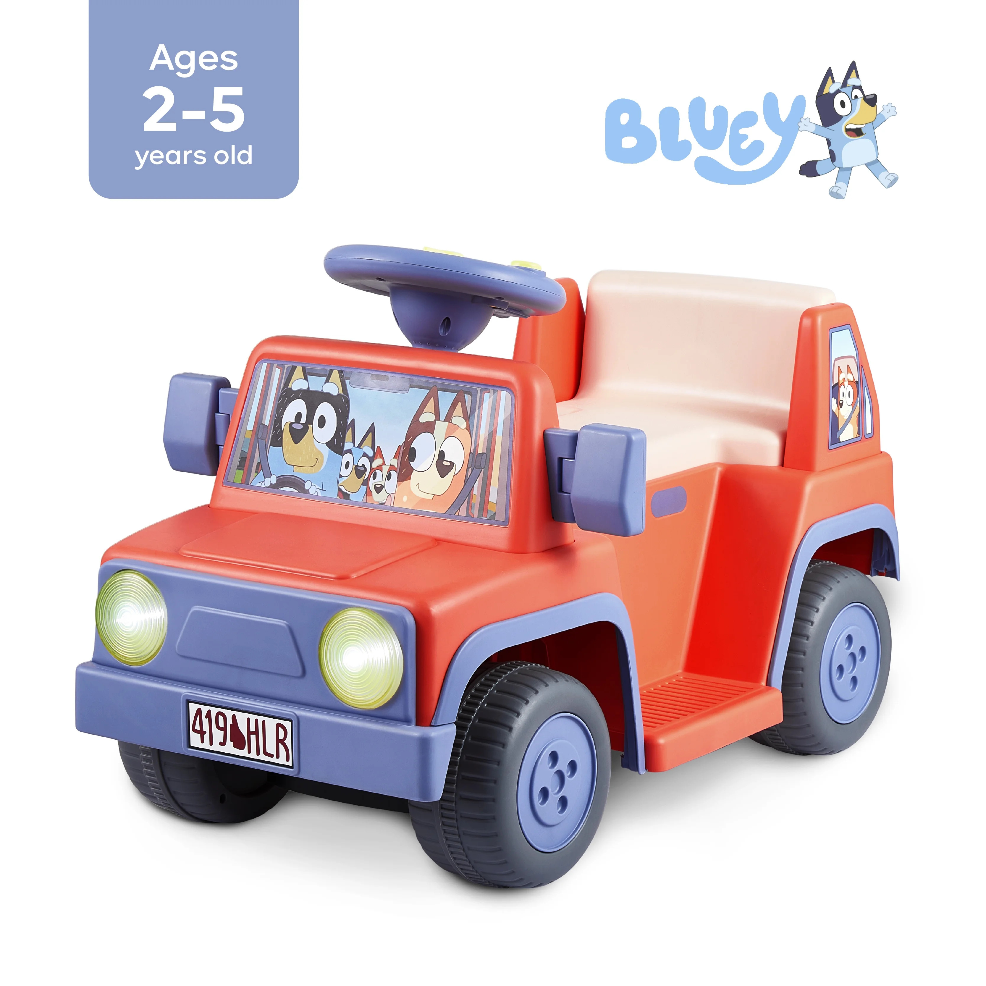 Bluey 6 Volt Ride on Car with Lights and Sounds, 6V Battery Powered Toy, Kids and Toddlers Ages 1... | Walmart (US)