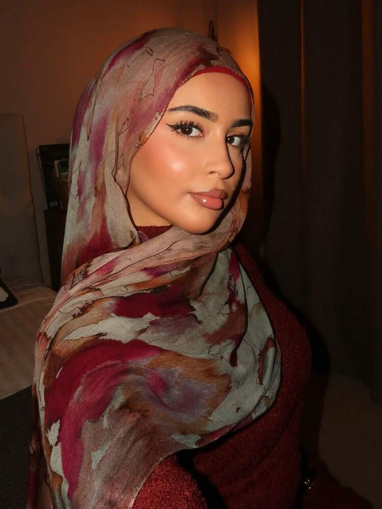1pc Women's Bohemian Style Watercolor Floral Print Hijab Alternative Scarf, Autumn/Winter Unisex Street Style Scarf, Suitable For Daily Wear | SHEIN