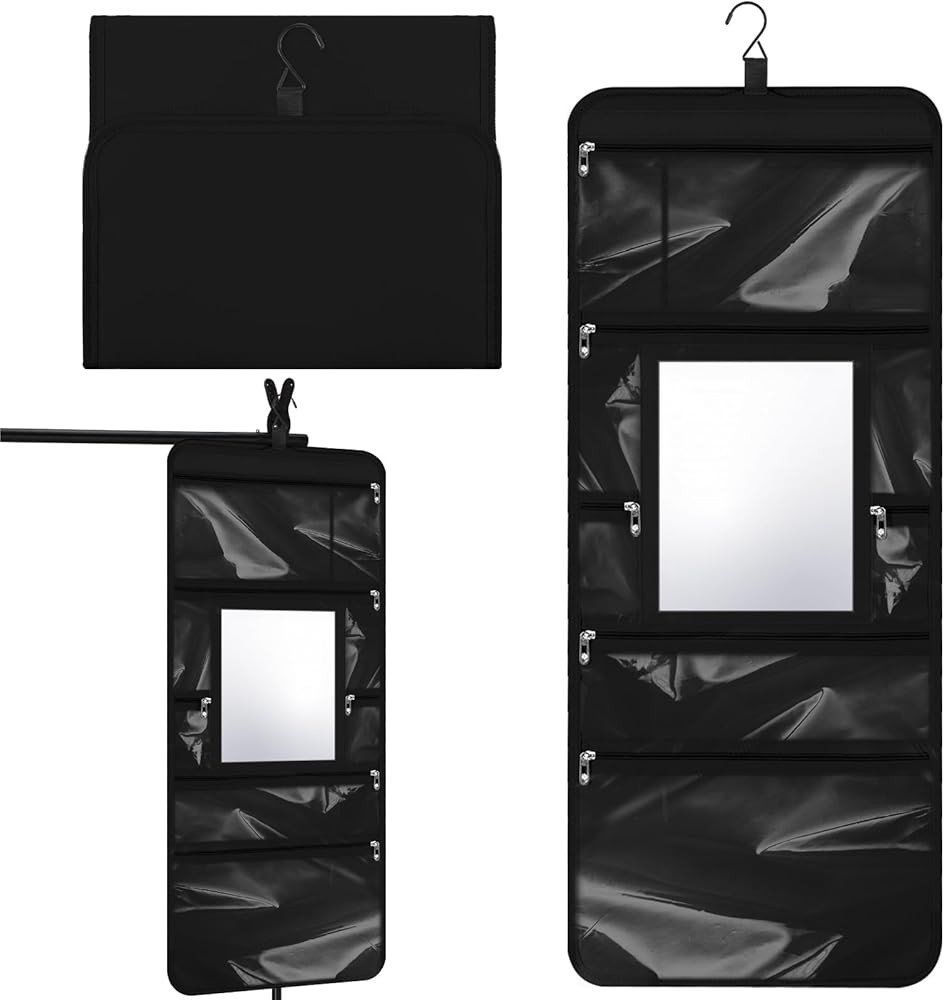 Hanging Toiletry Bag with Mirror for Women Hanging Mirror for Dance Bags Travel Large Foldable Da... | Amazon (US)