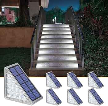 NIORSUN Solar Step Lights, 6 Pack Outdoor Stair Lights Cool White Triangle Solar Deck Lights IP67... | Amazon (US)