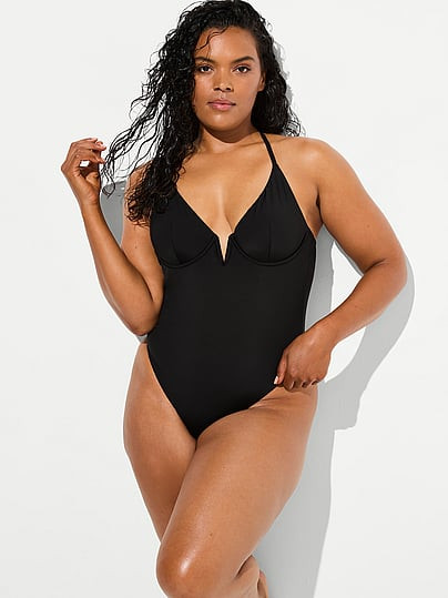 Swim V-Wire Plunge Cheeky One-Piece Swimsuit, Black, S - Women's One-Pieces - Victoria's Secret | Victoria's Secret (US / CA )