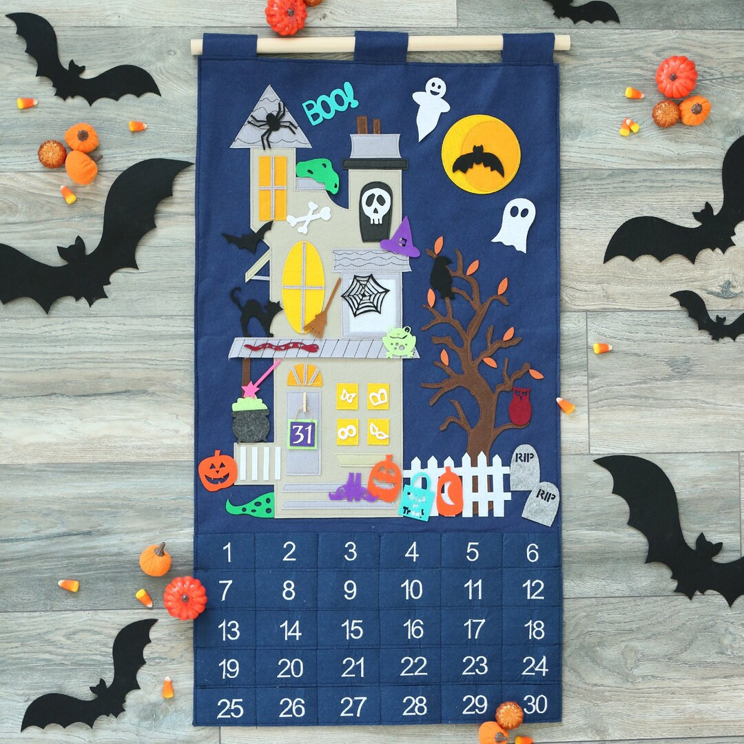 31 day Halloween Advent calendar, Halloween decor, countdown, haunted house, bats, pumpkins | Etsy (US)