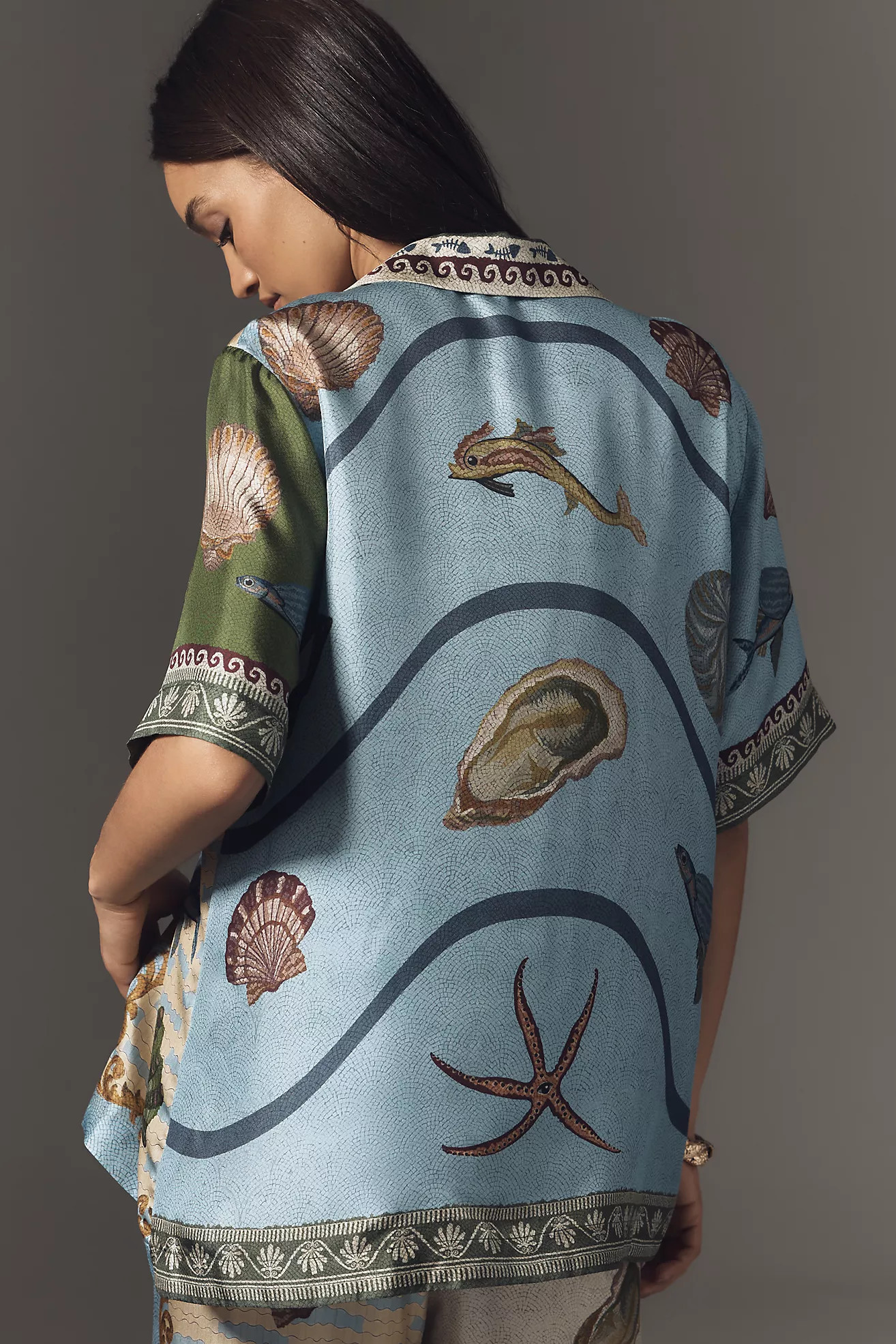 ALÉMAIS Bath House Short-Sleeve Silk Buttondown Shirt | Anthropologie (US)