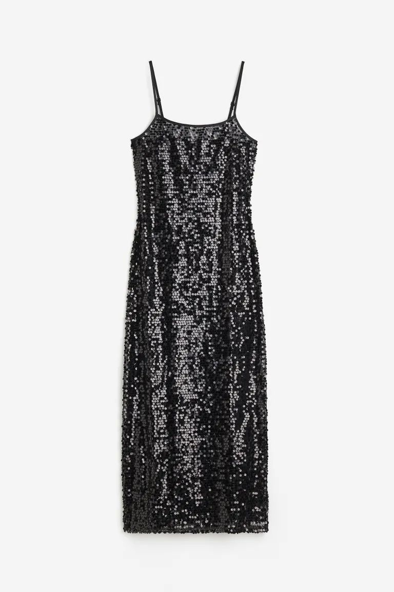 Sequined Slip Dress - Black - Ladies | H&M US | H&M (US + CA)