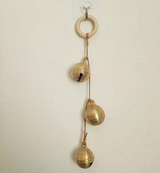 Retro Copper Bell String Home Garden Decoration Hanging Bells Wooden Ring Twine Decoration (Style... | Amazon (US)