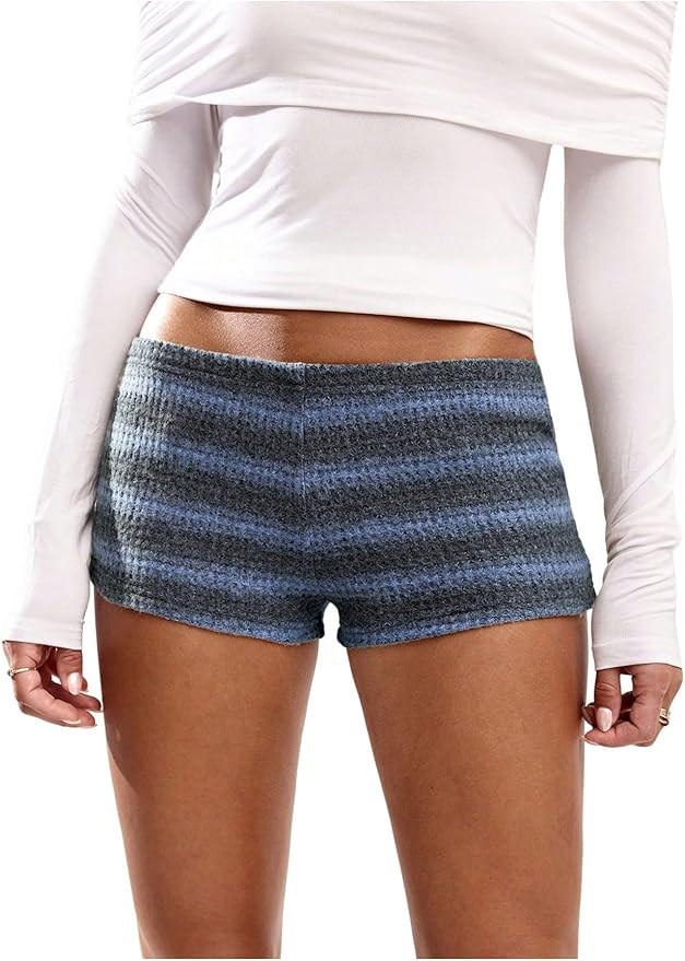 SOLY HUX Women's Knit Micro Shorts Striped Y2k Low Rise Booty Mini Shorts Color Block Strechy Lou... | Amazon (US)