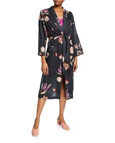 Kimo Floral-Print Cotton Robe Dress | Bergdorf Goodman