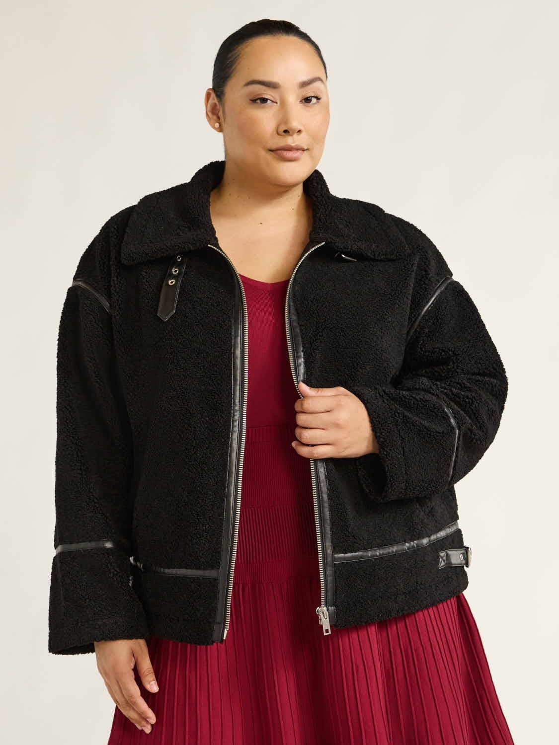 Scoop Women's and Women's Plus Faux Fur Oversized Teddy Jacket, Sizes XS-4X | Walmart (US)