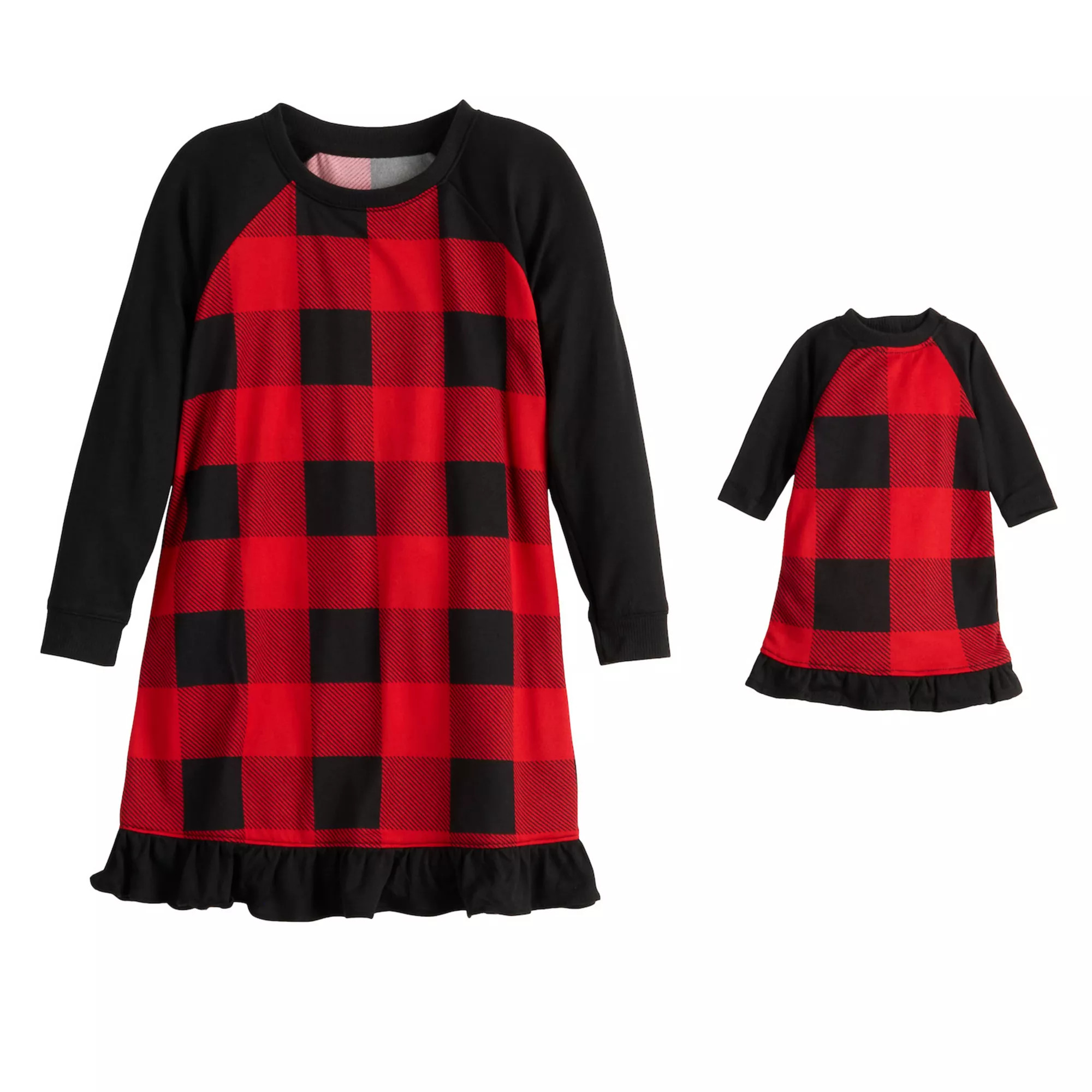 Toddler Girl Jammies For Your Families® Buffalo Check Gown & Matching Doll Gown Set | Kohl's