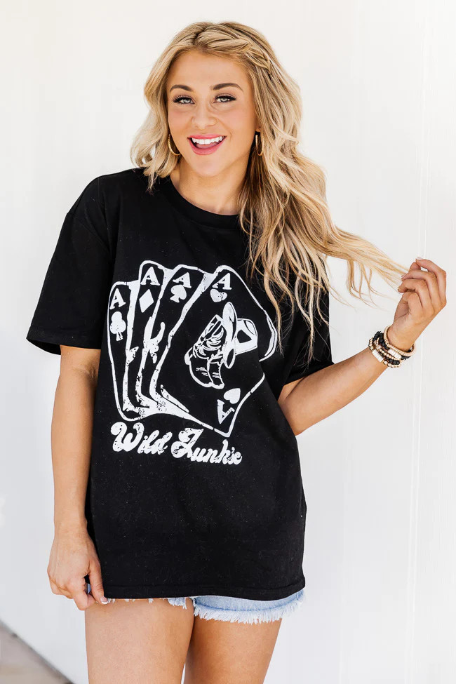 Wild Junkie Oversized Black Graphic Tee | Pink Lily