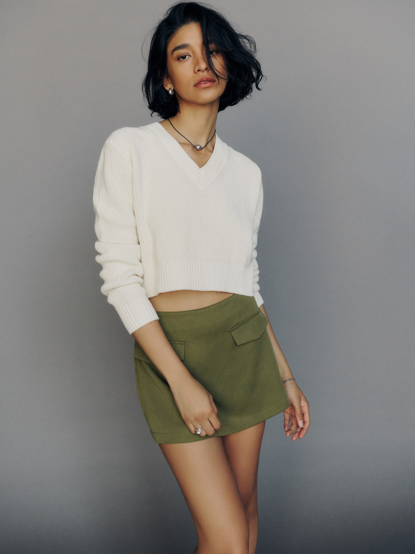 Darcey Cropped Cotton Sweater | Reformation (Global)