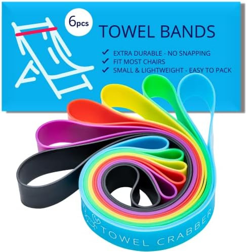 Towel Crabber Silicone Towel Bands for Beach Chairs (6 Pack) – Beach, Pool & Cruise Essentials,... | Amazon (US)