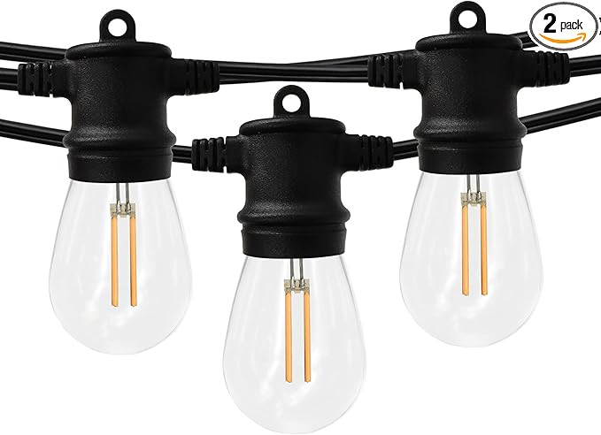 SUNTHIN Outdoor String Lights, 2 Pack 48ft Patio Lights Waterproof Hanging Lights with Bright 2W ... | Amazon (US)