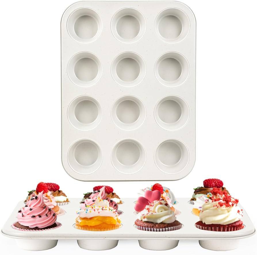 2-Pack Non-Stick 12-Cup Muffin Pan | Healthy Baking Cupcake Pan | Durable & Easy Clean Muffin Tin... | Amazon (US)