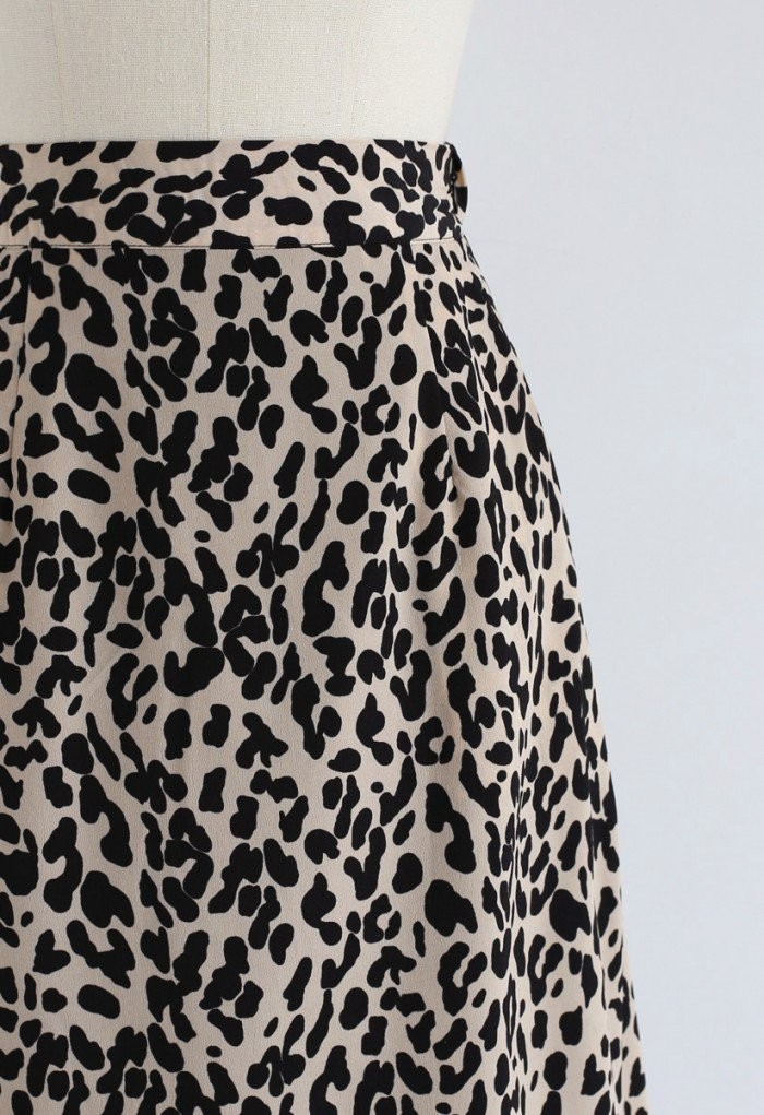 Wild Heart Leopard Printed A-Line Midi Skirt | Chicwish