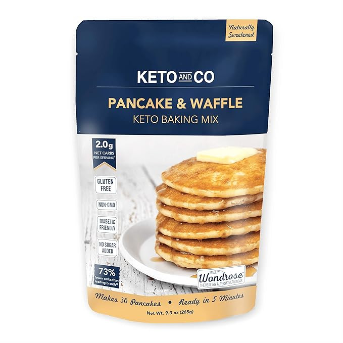 Keto Pancake & Waffle Mix by Keto and Co | Fluffy, Gluten Free, Low Carb Pancakes | 2.0g Net Carb... | Amazon (US)