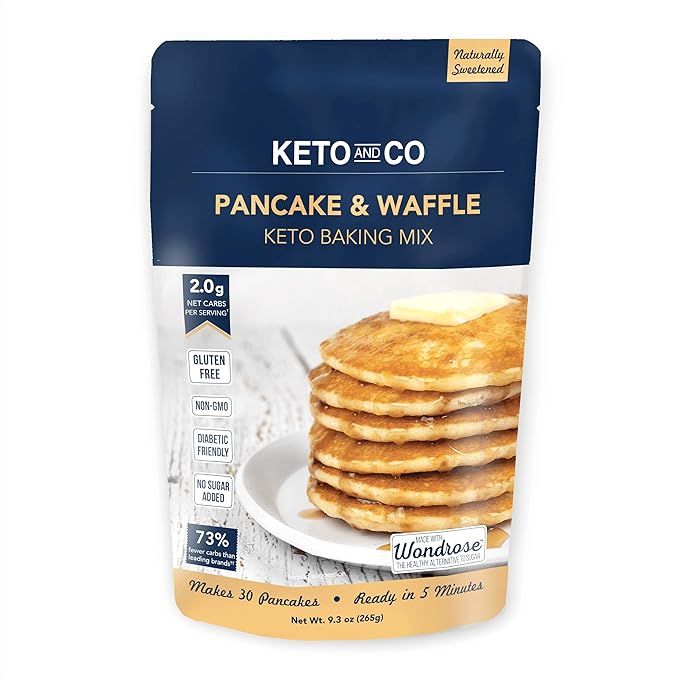 Keto Pancake & Waffle Mix by Keto and Co | Fluffy, Gluten Free, Low Carb Pancakes | 2.0g Net Carb... | Amazon (US)