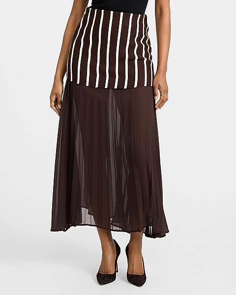 Mixed Media Striped Maxi Skirt | Express