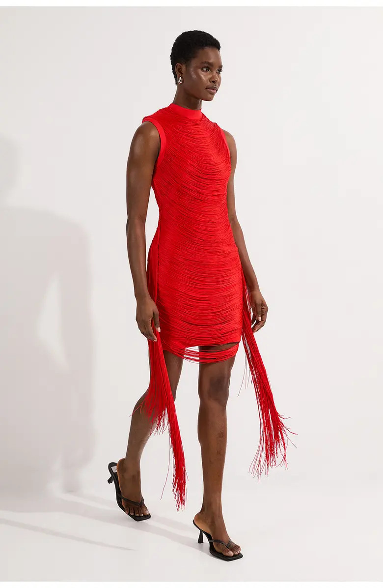 Karen Millen Knit Tassel Mini Dress | Nordstrom | Nordstrom