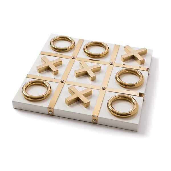 Tic Tac Toe, White with Gold | Maisonette