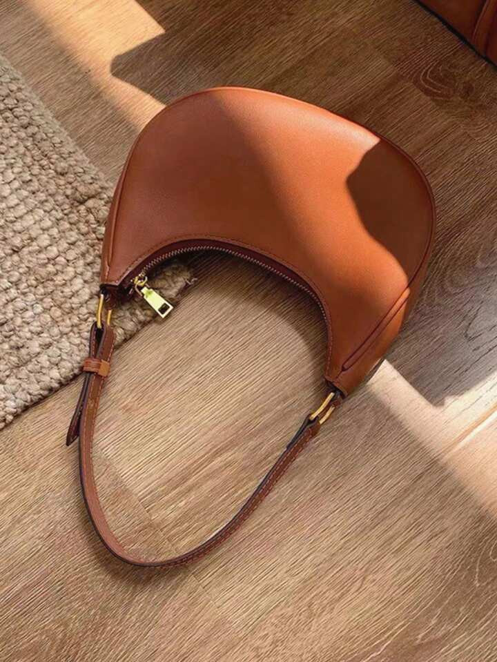 Millard Style Crescent-Shaped Bag Fashionable Minimalist Vintage Solid Color Elegant Underarm Bag... | SHEIN