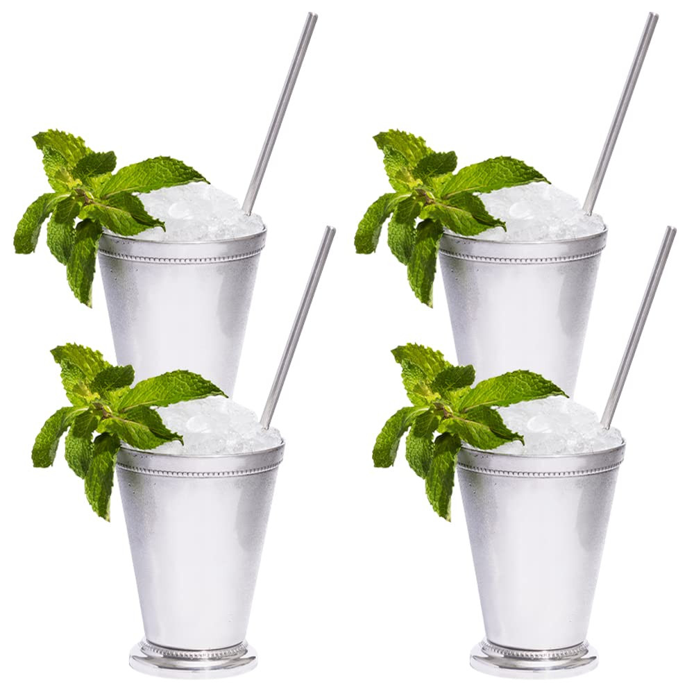 Sol Living Mint Julep Cups Set of 4, 12 oz Stainless Steel Lining Silver Cups Handcrafted Kentuck... | Amazon (US)