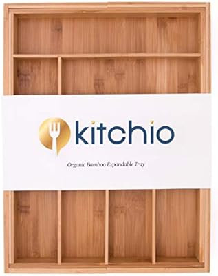 Bamboo Expandable Drawer Organizer by Kitchio.Perfect storage for silverware, utensils, cutlery, ... | Amazon (US)
