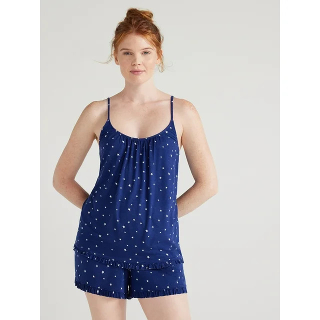 Joyspun Women's Knit Camisole and Shorts Pajama Set, 2-Piece, Sizes S to 3X | Walmart (US)