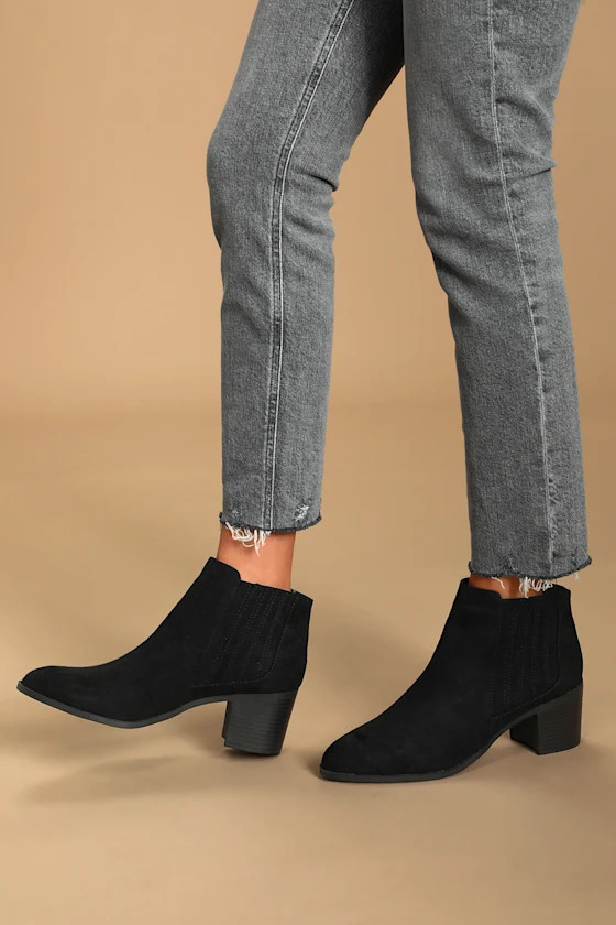 Shasta Black Suede Ankle Booties | Lulus (US)