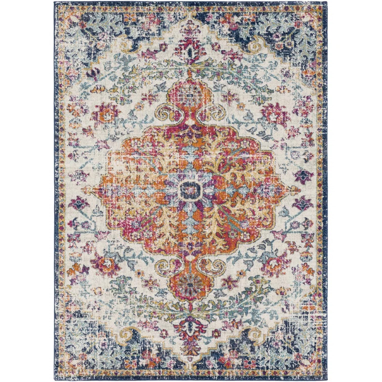 Hillsby Power Loom Performance Blue/Orange Rug | Wayfair North America