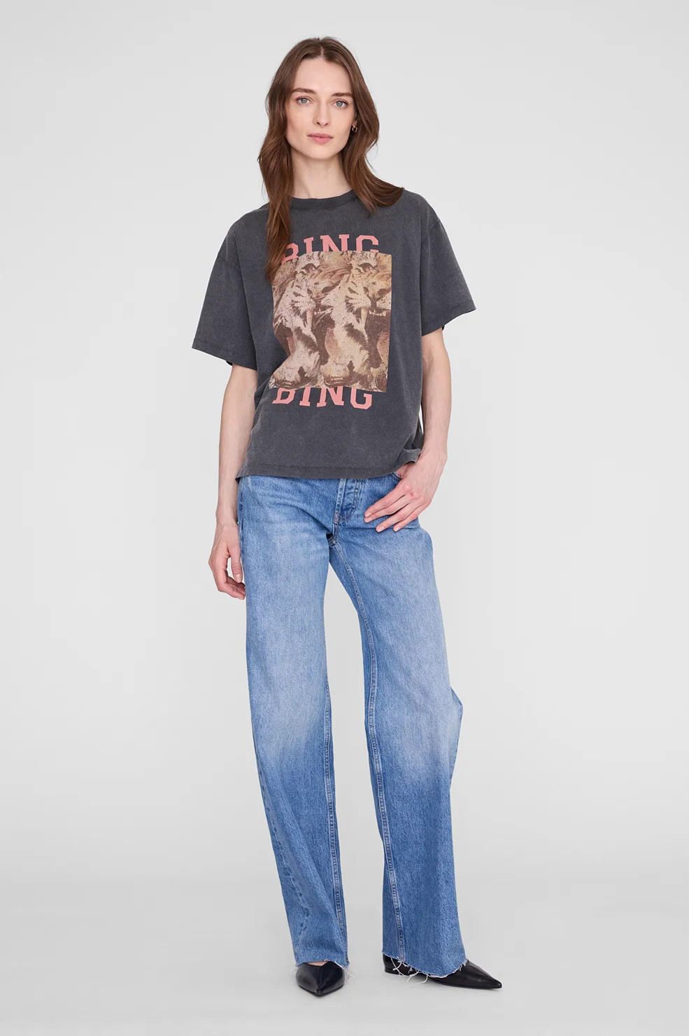 Cade Tee Tiger Bing - Washed Black | Anine Bing