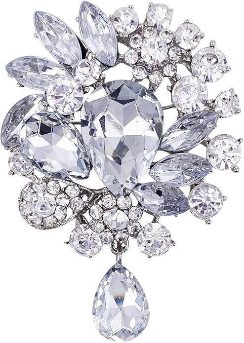 LAXPICOL Vintage Wedding Bridal Big Blue Crystal Rhinestone Tear drop Brooch Pin for Women | Amazon (US)