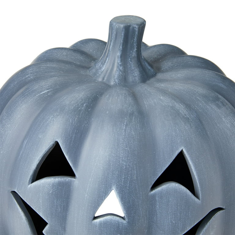 Clay Jack-o'-Lantern Tabletop Fall Halloween Decor, Gray, 9", by Way To Celebrate | Walmart (US)