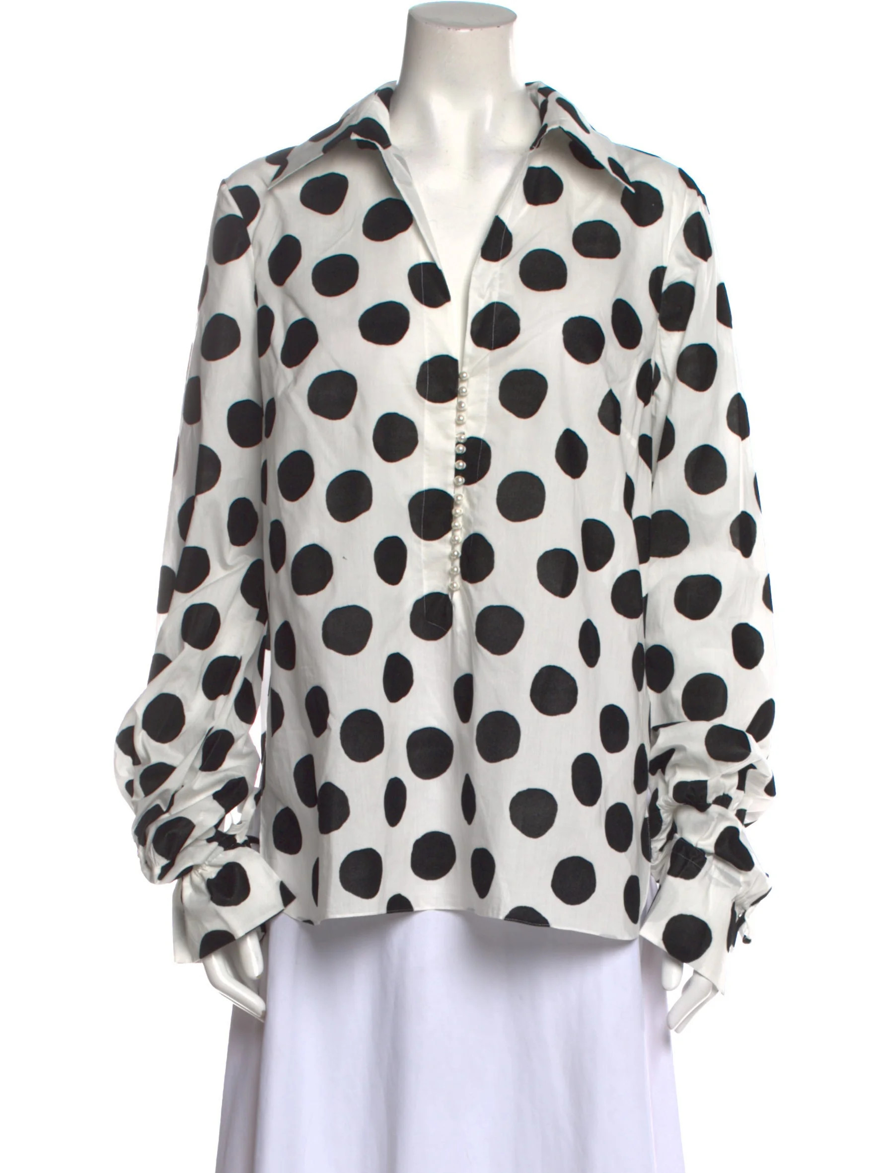 Polka Dot Print V-Neck Blouse w/ Tags | The RealReal