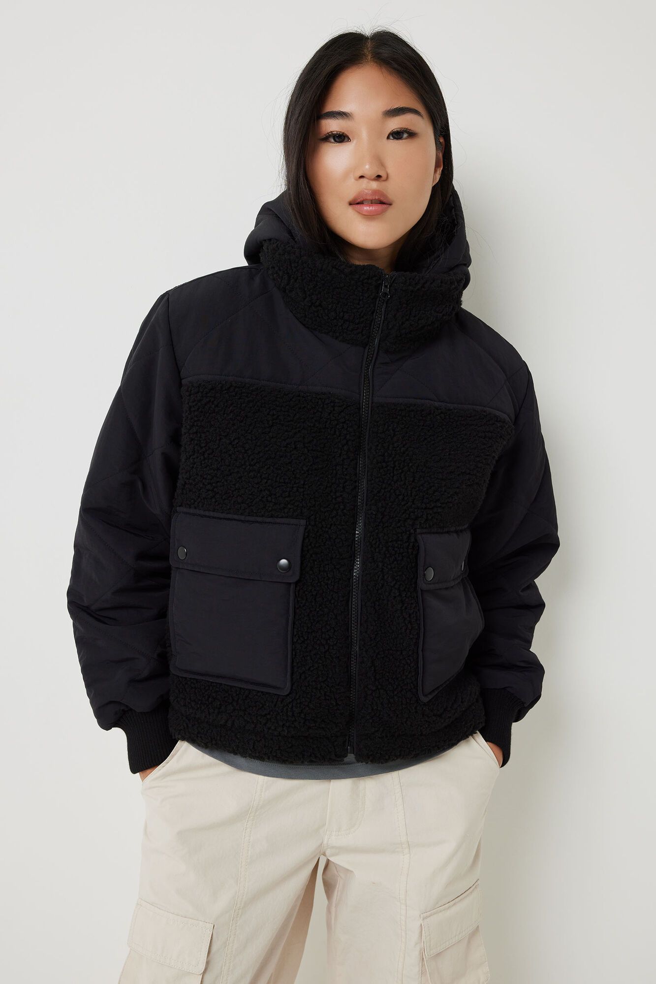 Dual-Material Jacket with Removable Hood | Ardene