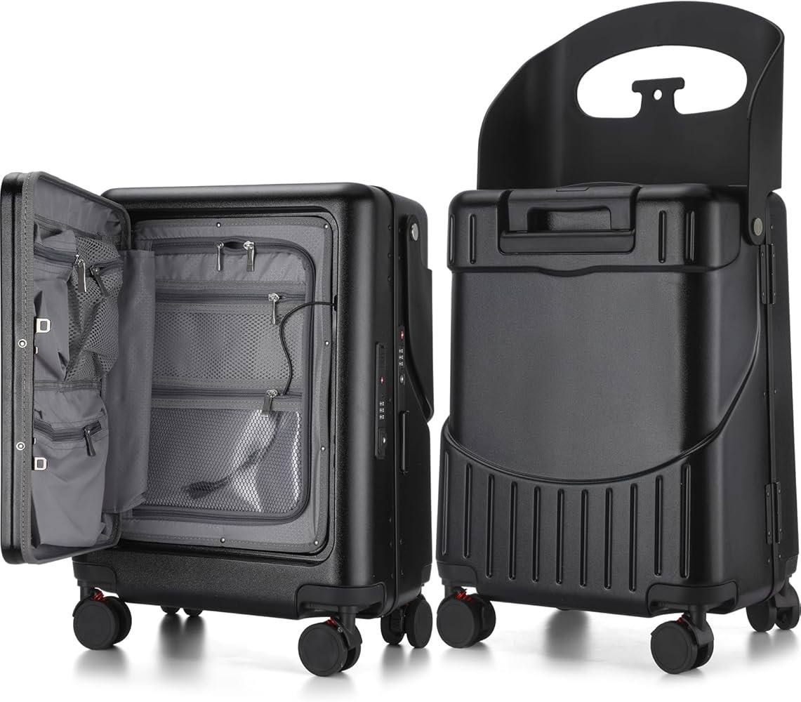 20 Inch Ride on Luggage with Seat for Kids Top Opening Aluminum Frame Suitcase with Spinner Wheel... | Amazon (US)