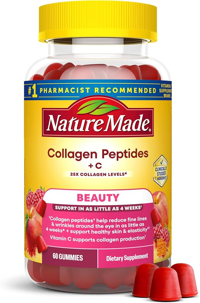 Nature Made Collagen Peptides + Vitamin C Gummies, Clinically Studied Verisol Collagen for Skin H... | Amazon (US)
