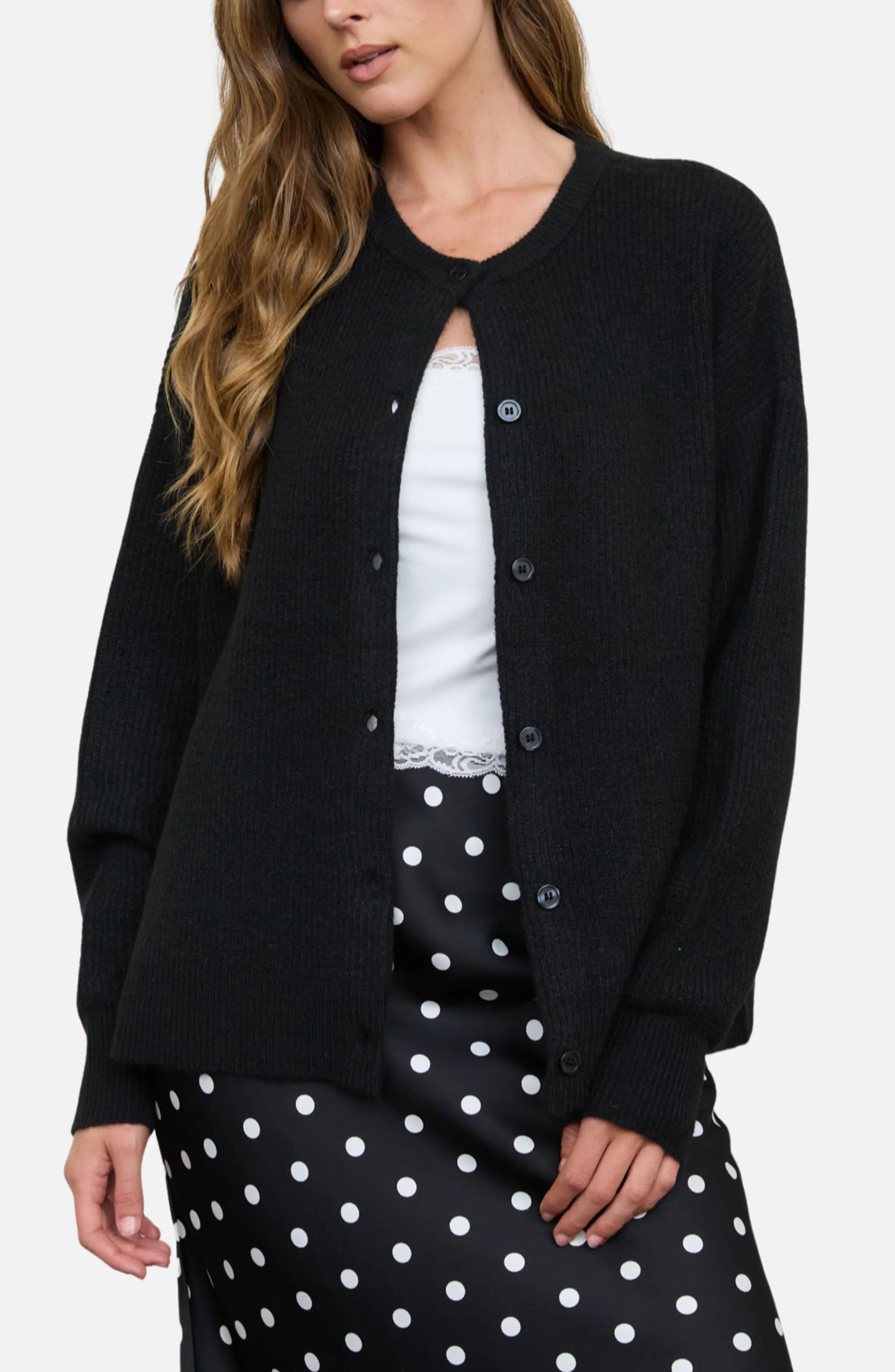 Blu Pepper Ribbed Crewneck Cardigan (Women) | Nordstromrack | Nordstrom Rack