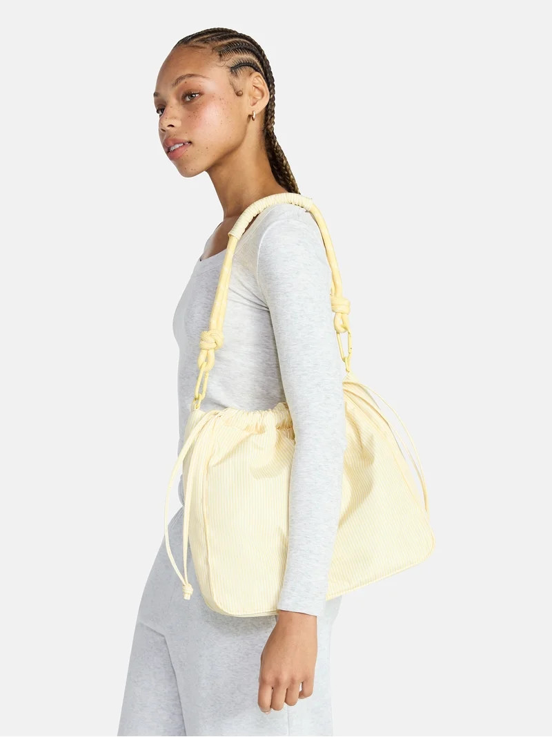 No Boundaries Women's Bungee Drawstring Bag, Lemon Ice Stripe | Walmart (US)