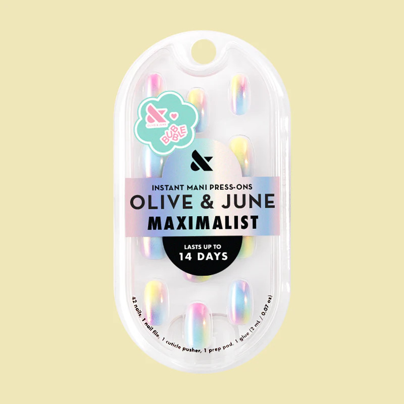 Rainbow Aura Chrome - Press-On | Short | Round | Olive & June