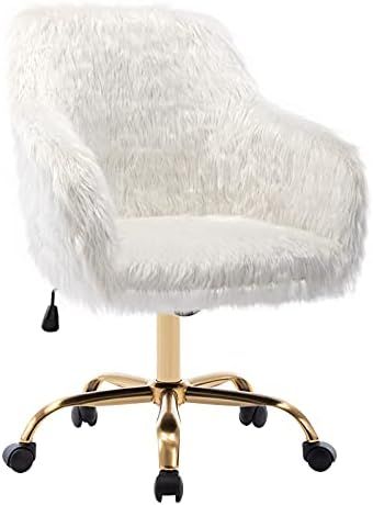 Amazon.com: Duhome Faux Fur Home Office Chair for Women, Vanity Chair for Teen Girls Swivel Desk ... | Amazon (US)