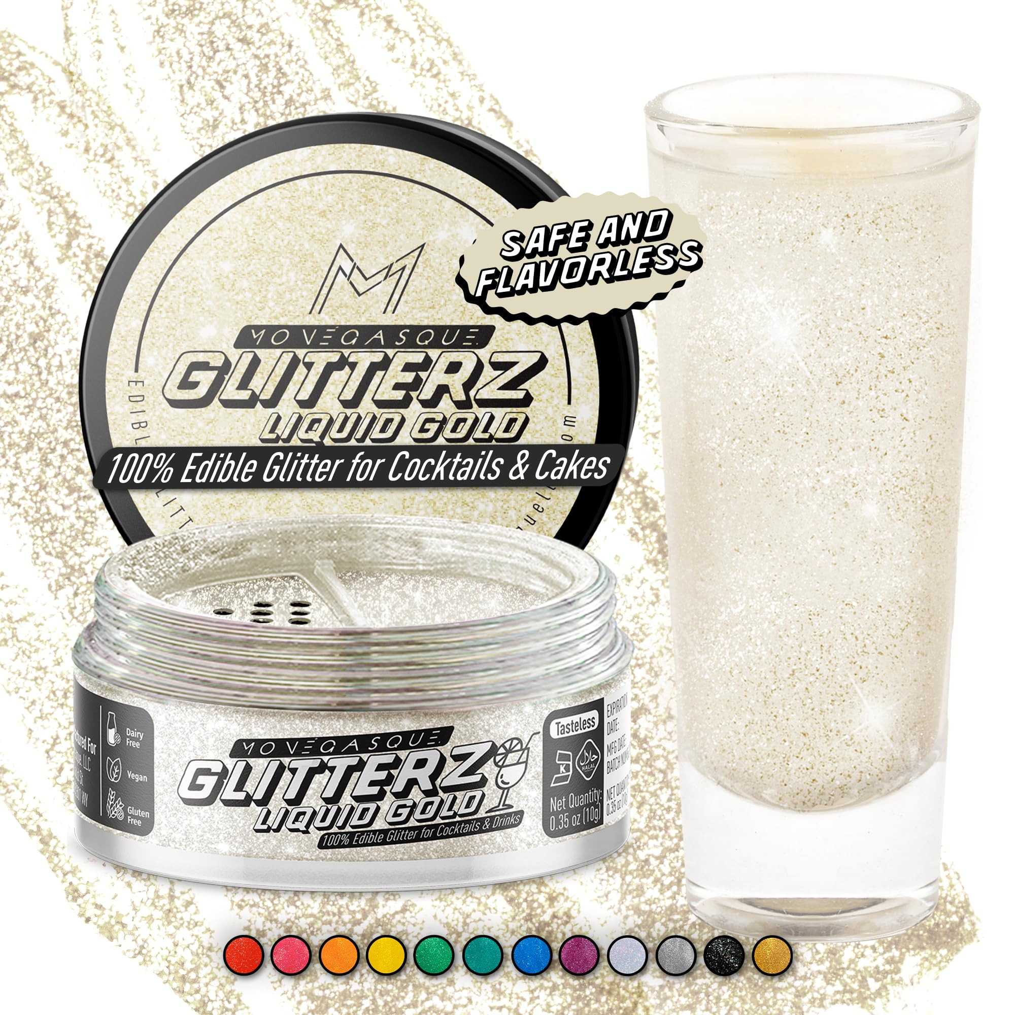 MONÉGASQUE Iconic Gold Edible Glitter for Drinks 10g – Edible Glitter for Cakes & Cocktails ... | Amazon (US)