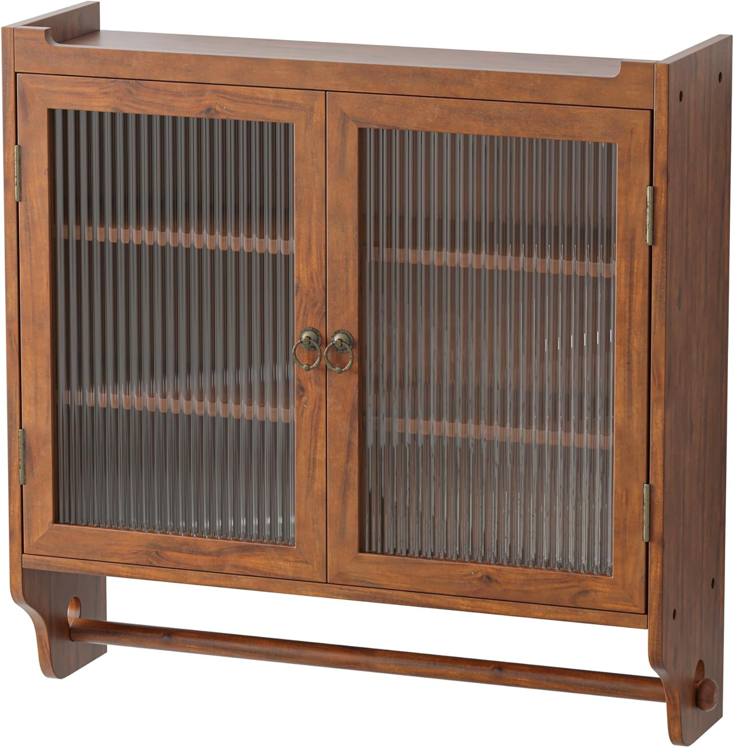 24.8" Bathroom Wall Cabinet with Glass Door, Three Tiers of Medicine Cabinet with 2 Door and Towe... | Amazon (US)