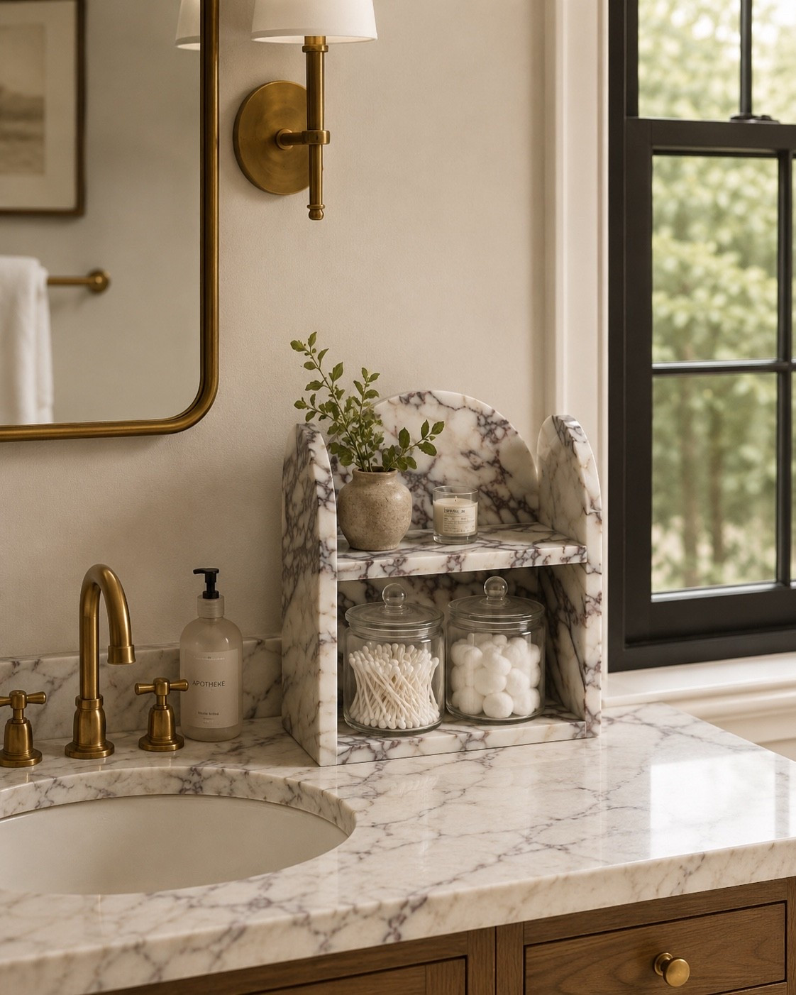 Calcatta marble shelves 
Bathroom decor, kitchen decor, traditional style, home decor, amazon home, wayfair

#LTKmorningroutine #LTKselfcare