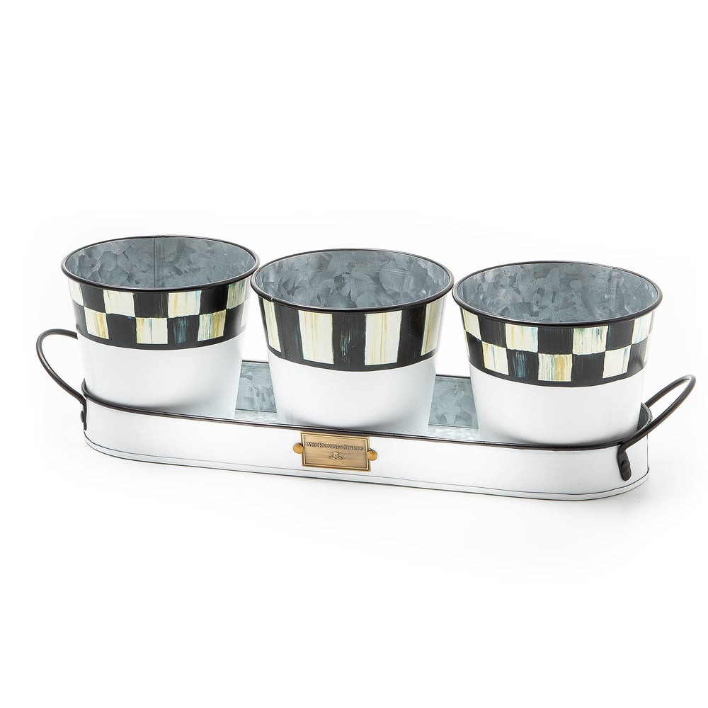 Spectator Galvanized Herb Pots, Set of 3 | MacKenzie-Childs