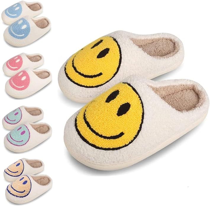 dubuto Smile Face Slippers for Girls Boys, Cute Soft Plush Anti-slip Fluffy Fuzzy House Slippers ... | Amazon (US)