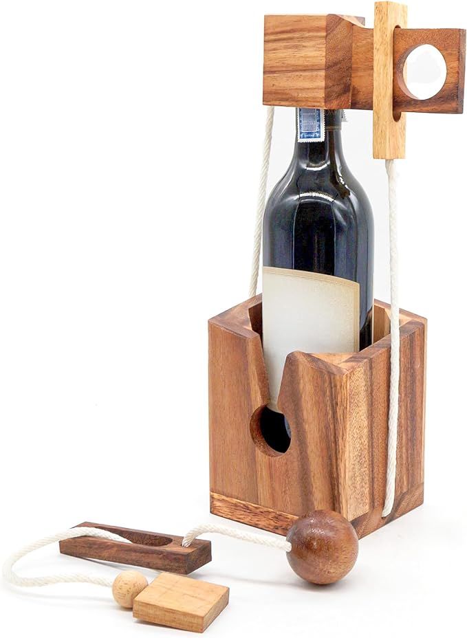 BSIRI Wine Bottle Puzzle - Challenging 3D Wooden Wine Bottle Holder and Wine Lock Puzzle Games fo... | Amazon (US)